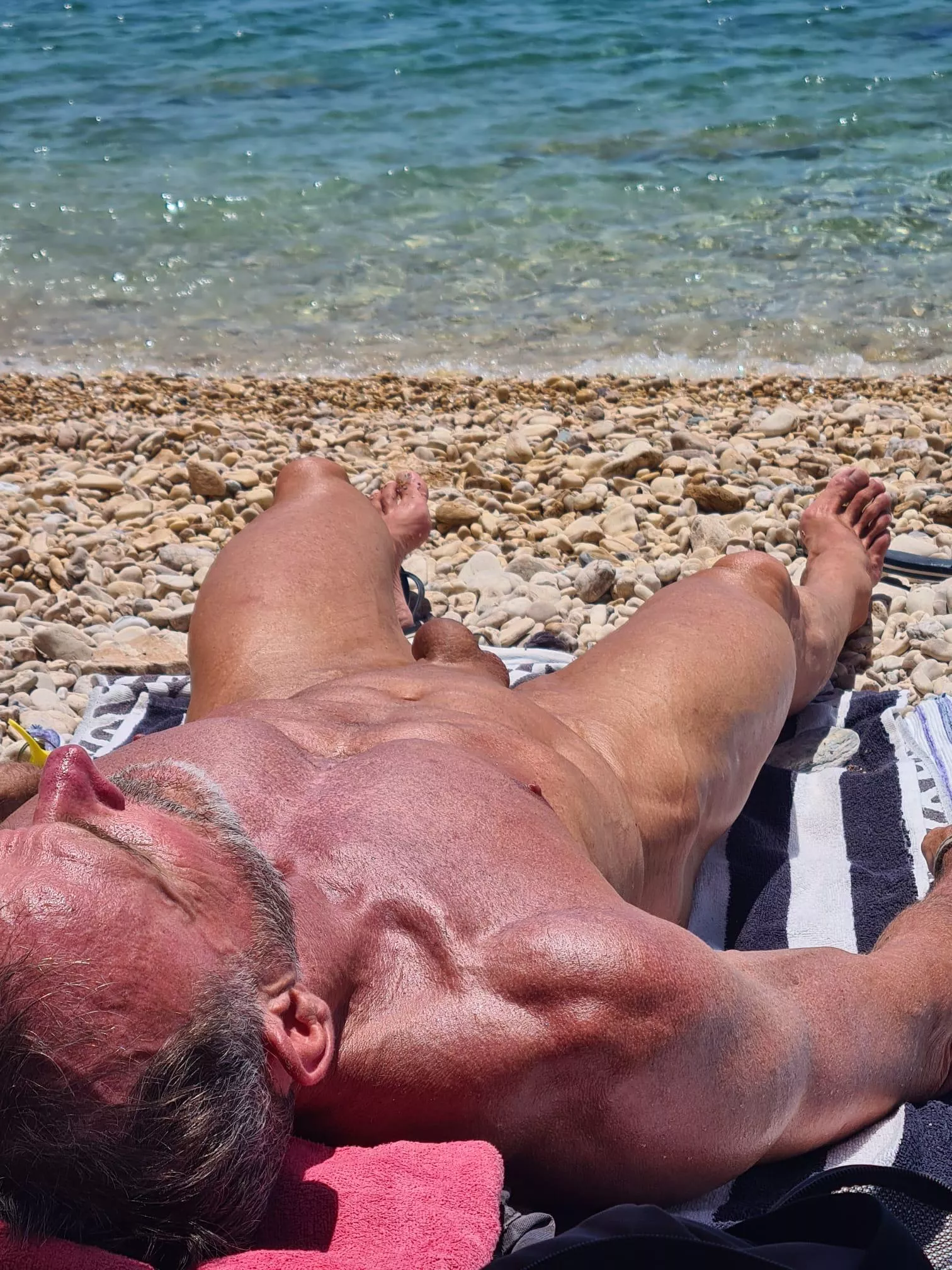 Asleep or dead, it was a hot day. Nude beaches are my thing, luckily I live near several 