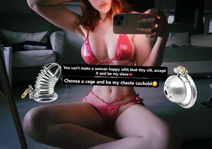 Choose a cage and be my chaste cuckold😊