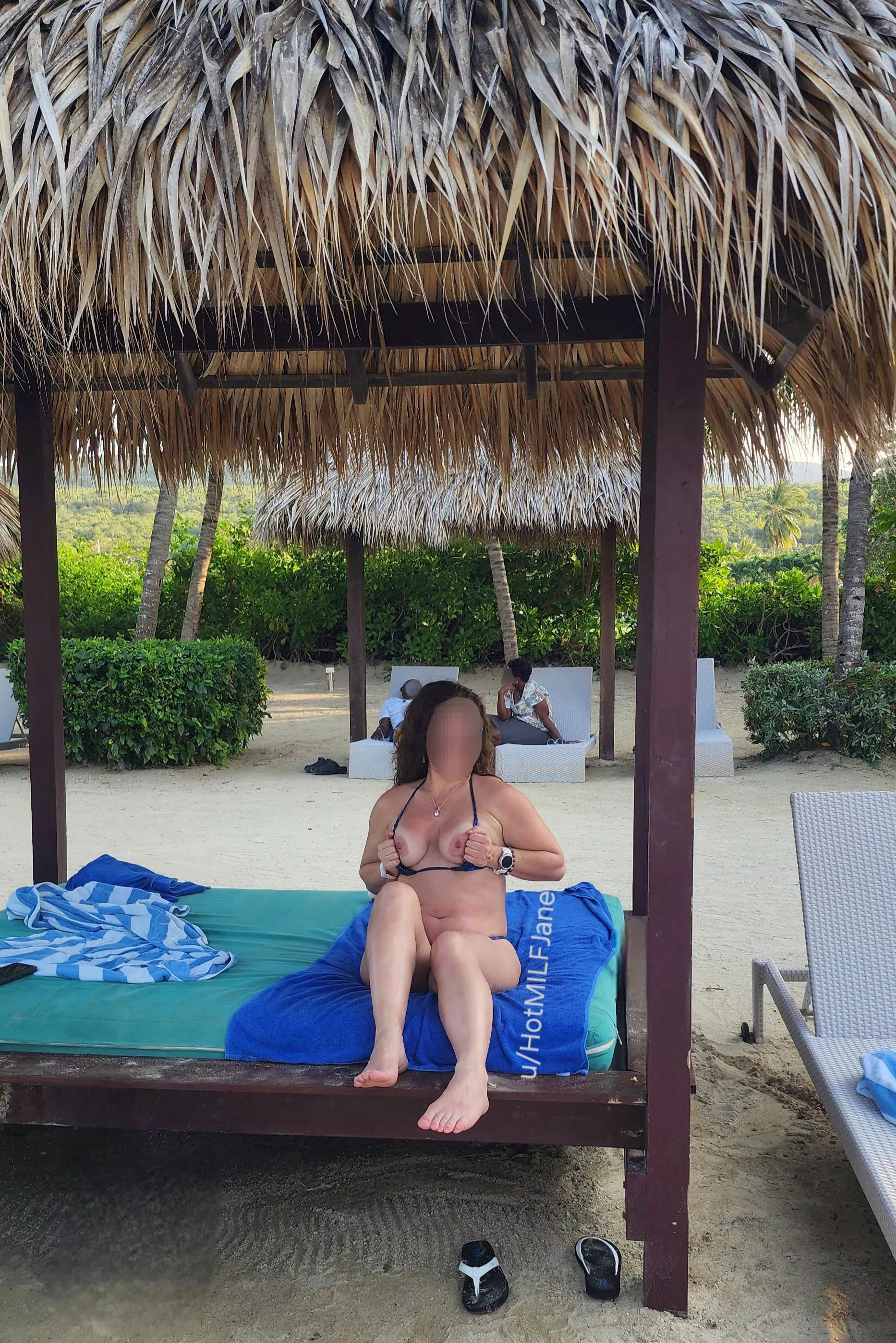 Flashed my tits near other resort guests