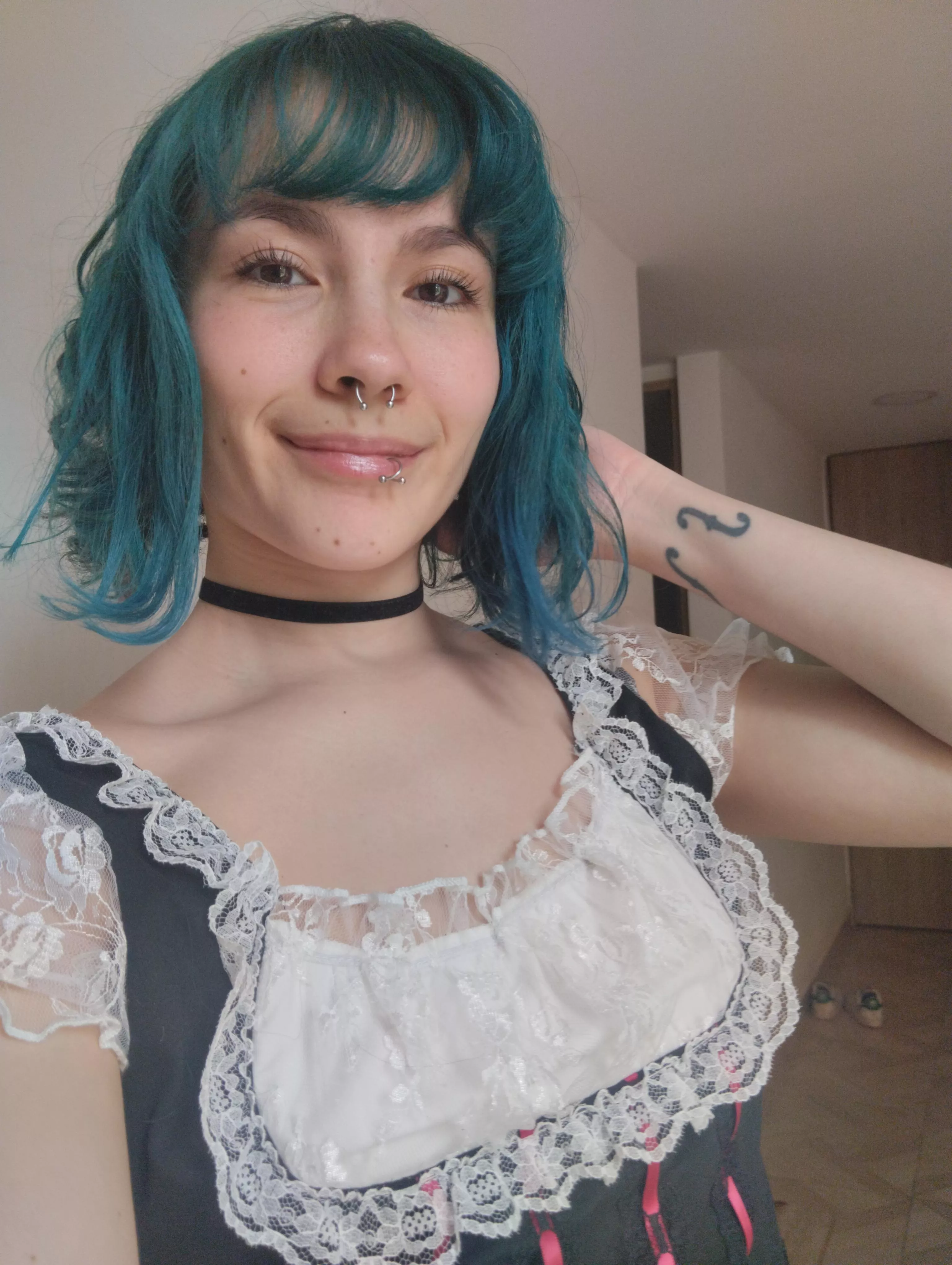 In love with my short blue hair