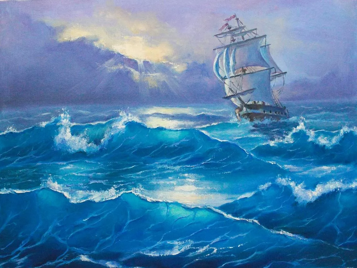 In the sea. My oil painting on canvas