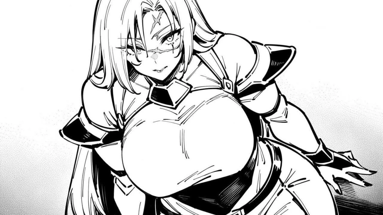 LF mono source: 1girl, white hair, scars, knight , big breast, looking at viewer, 