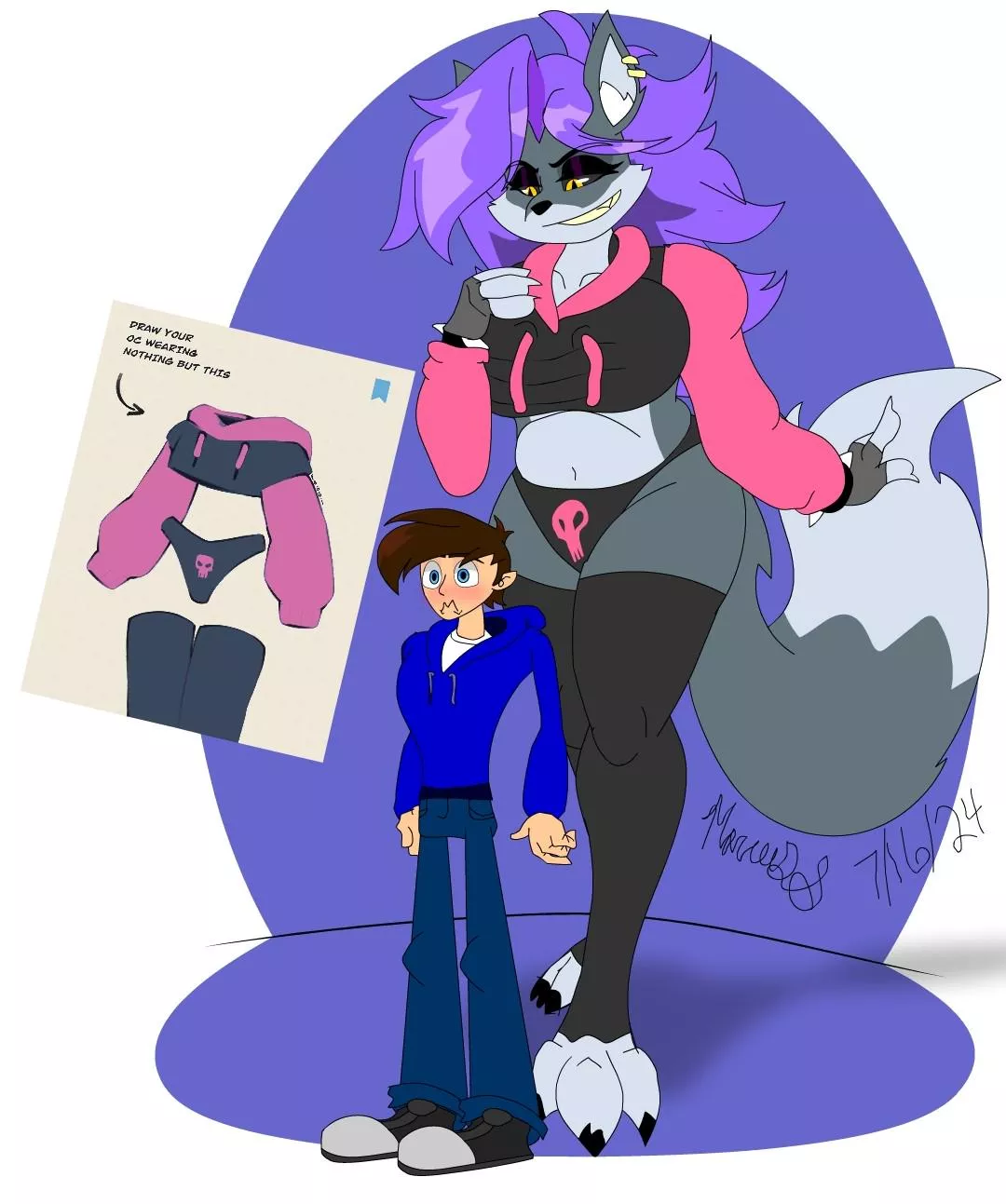 Maxine x/Twitter outfit prompt (art and characters by me)
