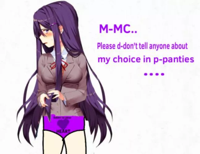 Nice panties, Yuri~ 😈 you won’t tell anyone about her choice in panties, will you? (By TheKisekaeMaker)