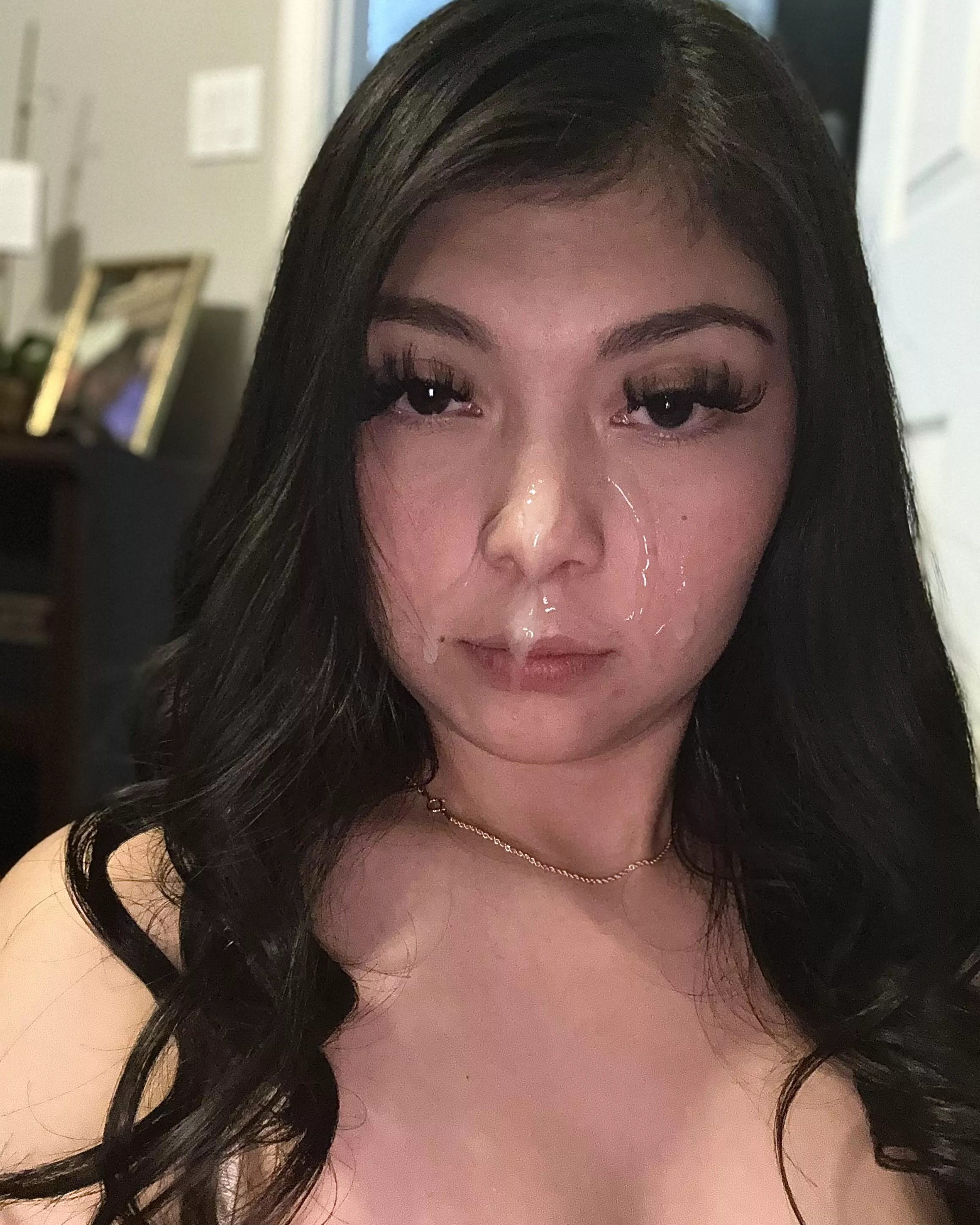 Daddy made a mess all over my pretty face 