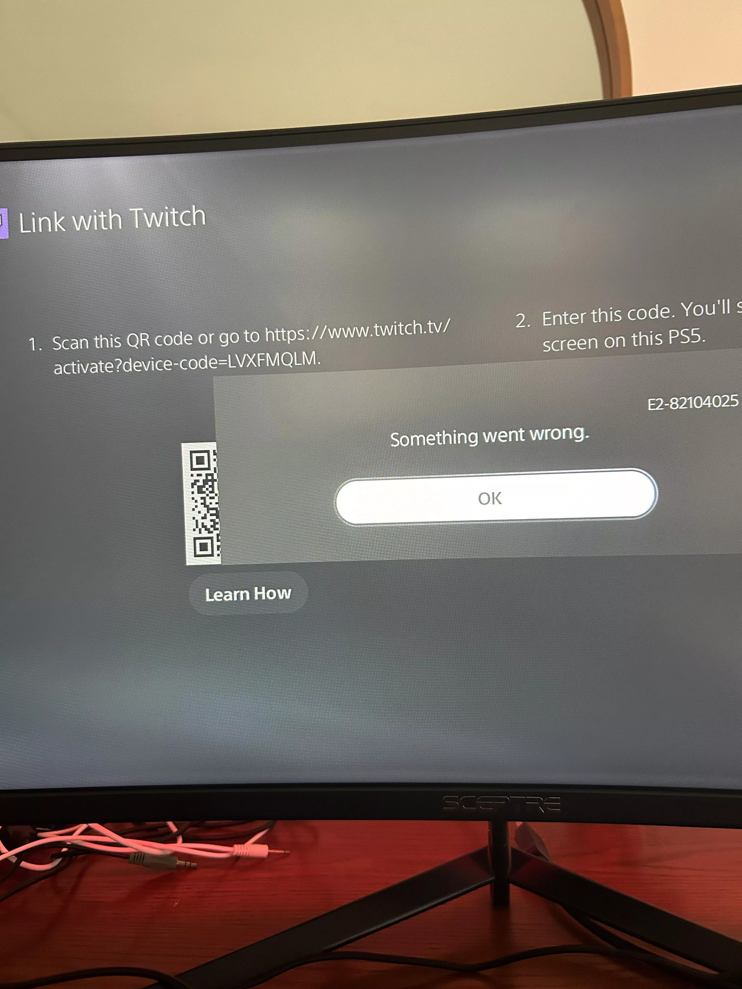 I can’t link my twitch account on playstation