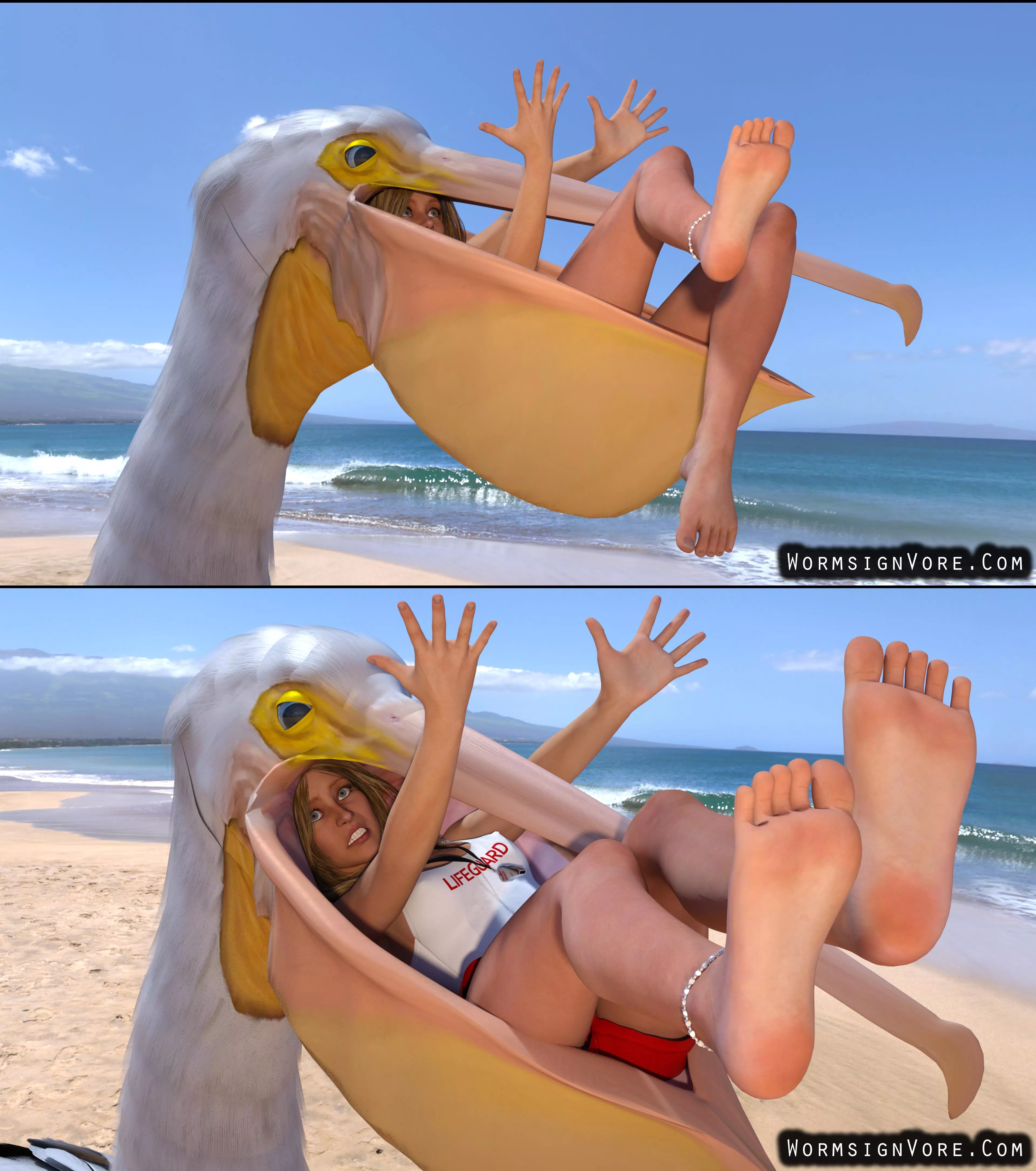 {Image}Pelican Eats Lifeguard(?/Pelican)(F/Human)(Soft)(Oral)(unwilling)(nsfw)(OC: WormsignVore Animations) 