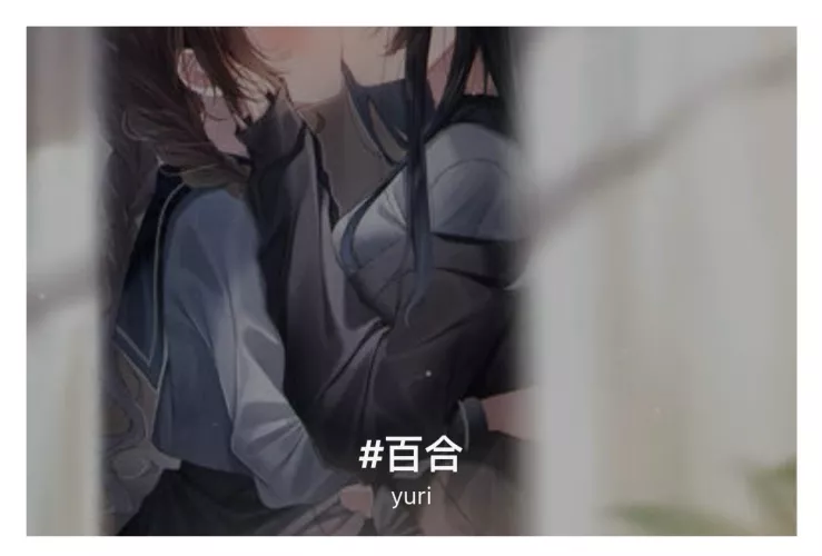 LF Color Source: 2girls, kissing, yuri, school uniform, hand on other’s face, blushing, long hair, braided hair, brown hair, black hair, long hair, shadow, eyes out of frame, Japanese text