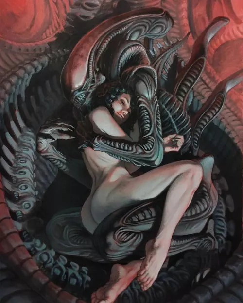 Ripley and the xenomorph (iulaandrea)