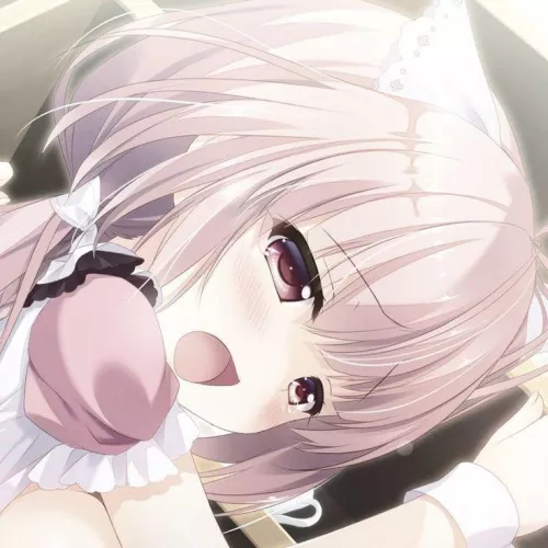 LF Color Source: red eyes, yellow hair, open mouth, tears, blush, clothes, breasts, close up, maid, maid apron, hair band, long hair