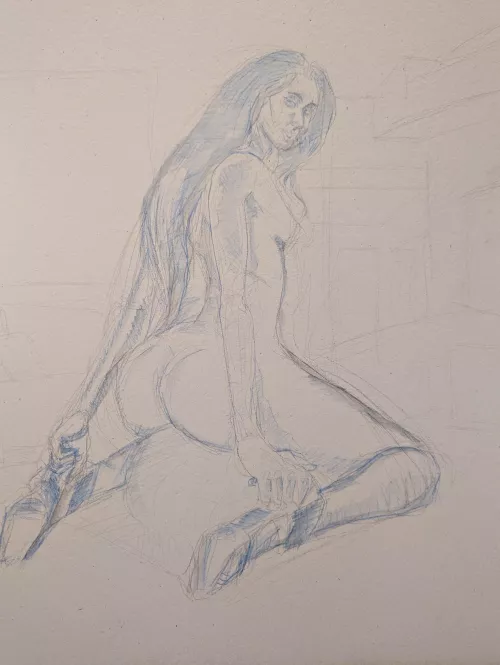 Mandy Muse rough watercolor grabbing heels