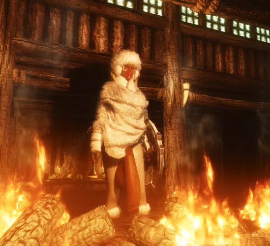 Warming up by the fire