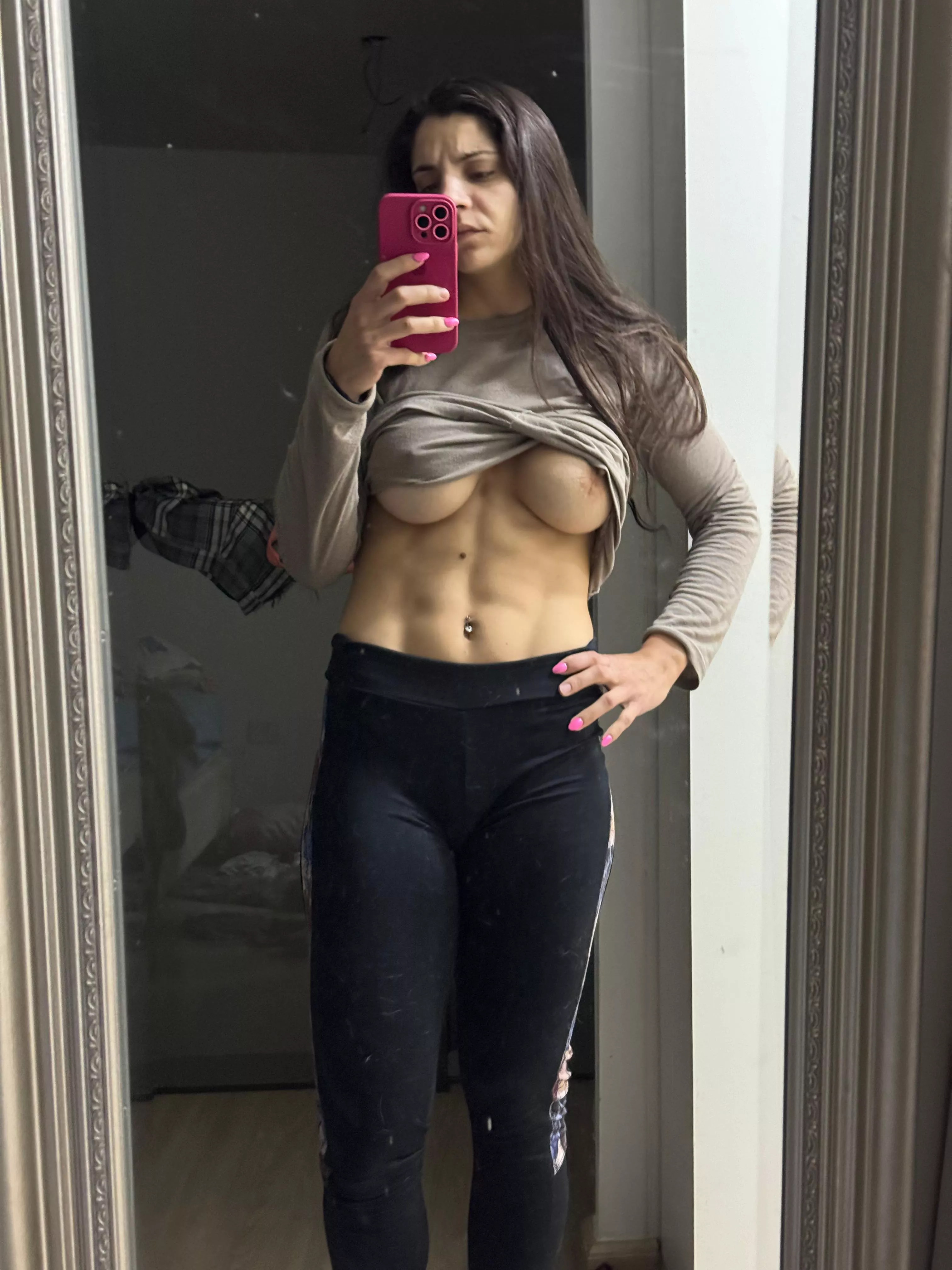 Do you prefer my abs or tits?