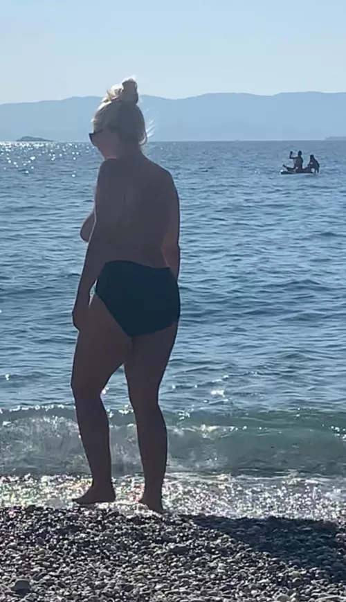 Looking forward to swimming! Gotta admit I was turned on when those boys saw my rack