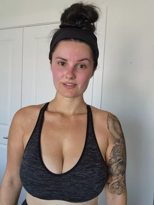 My sweaty face and chest after doing yard work