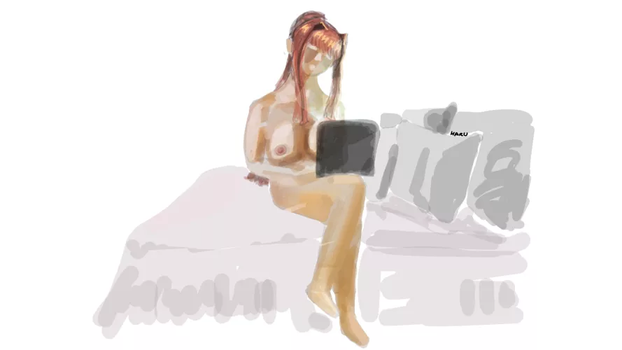 Monika waiting for Player to come home