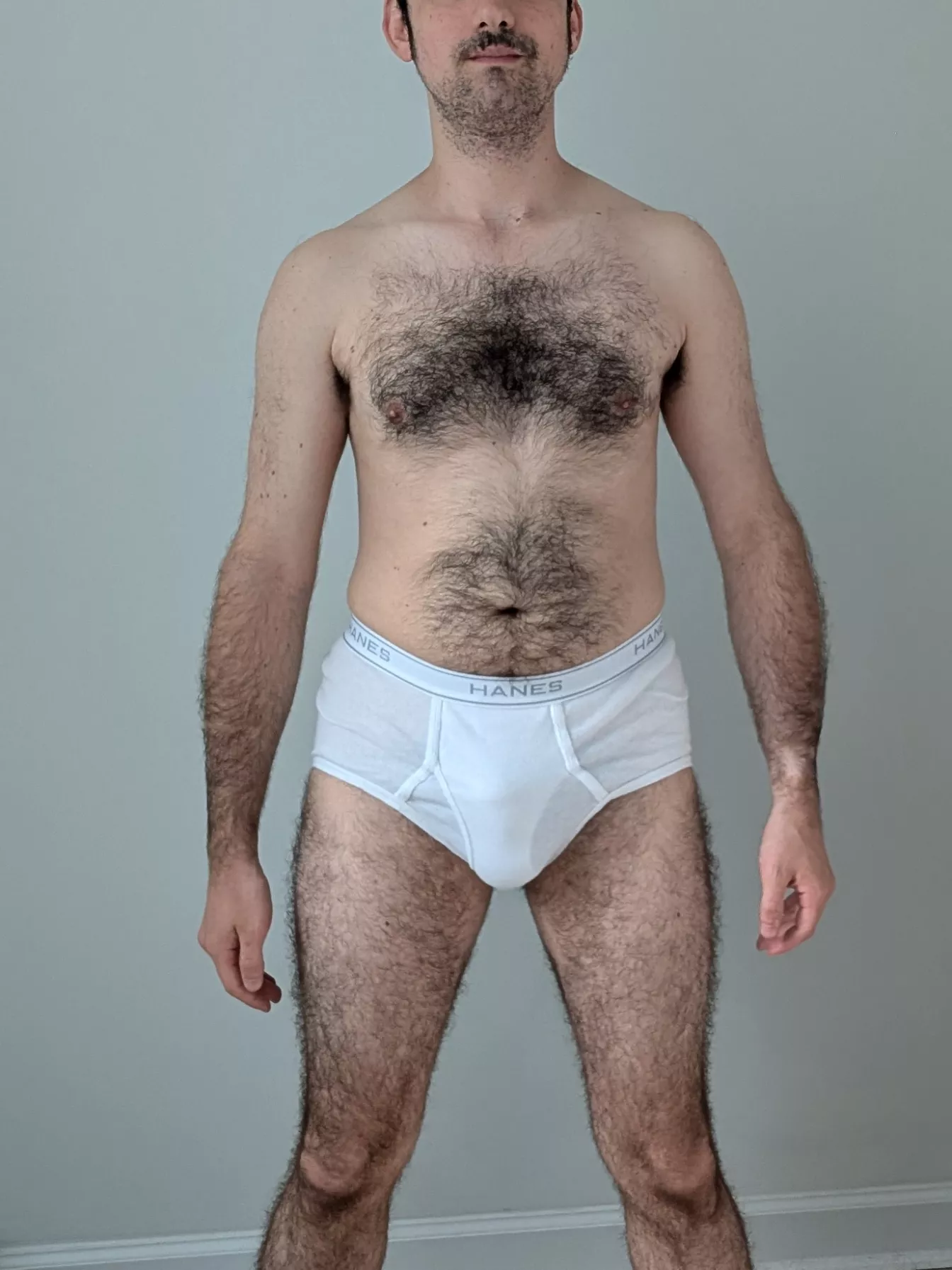 Wearing nothing but my white briefs