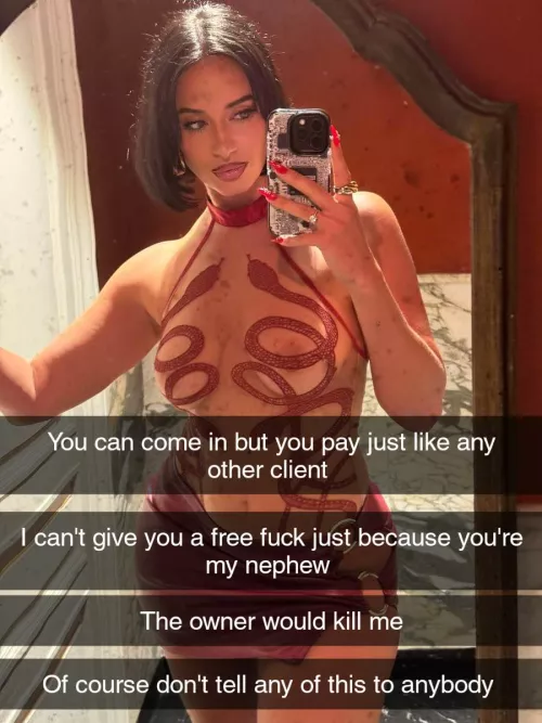 Your whore aunt works at a whorehouse and you came to visit her