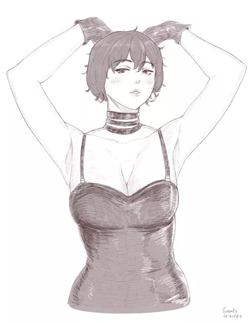 Drew my OC IV in latex after starting my kink journey!