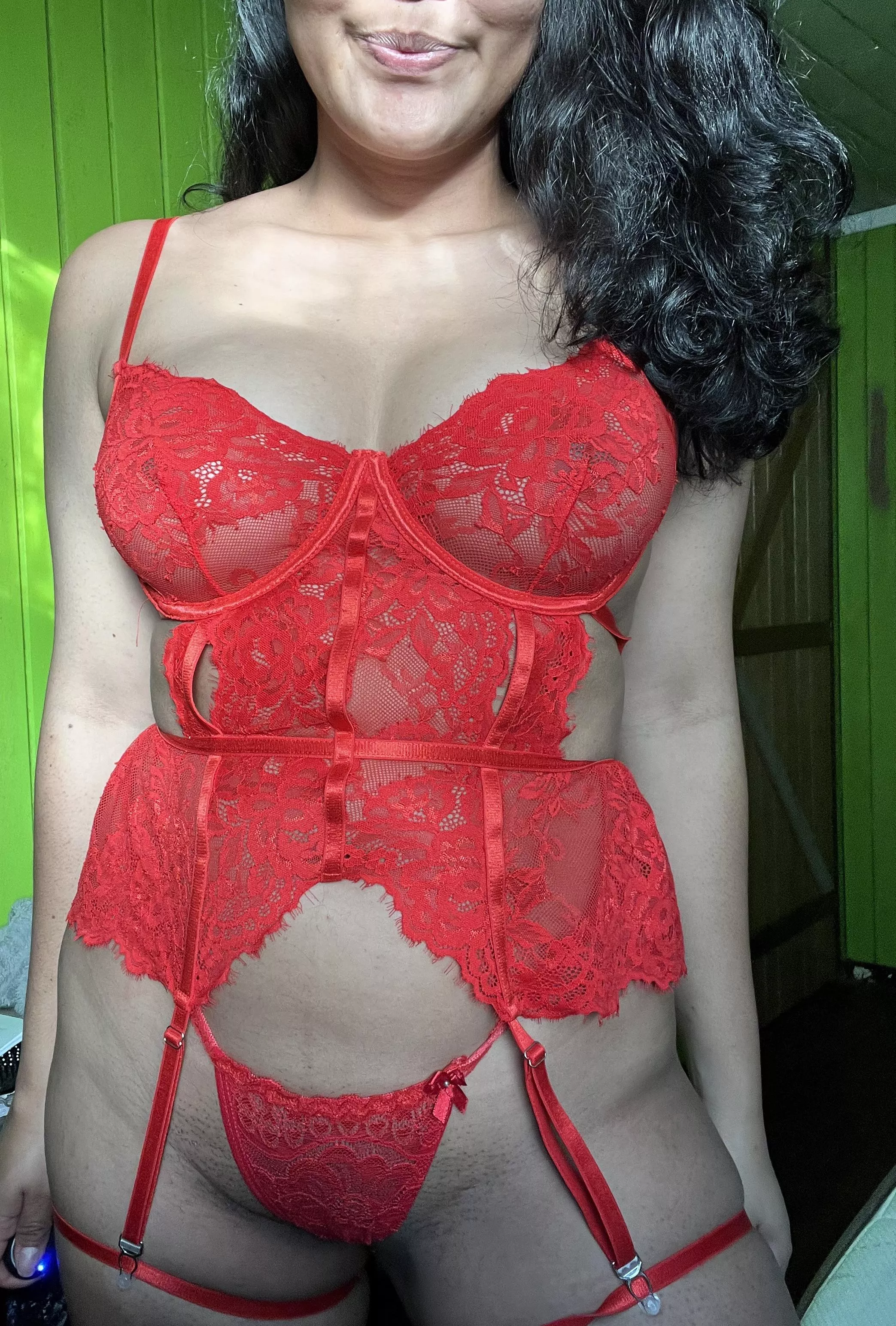 I’m look hot in red lingerie 