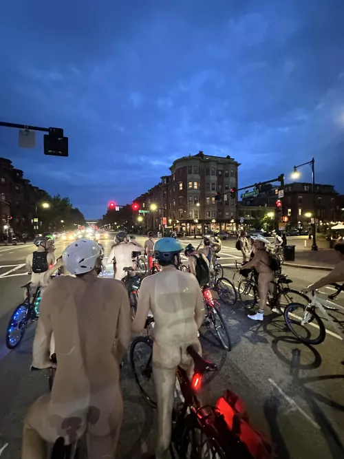 Naked bike ride in Boston 