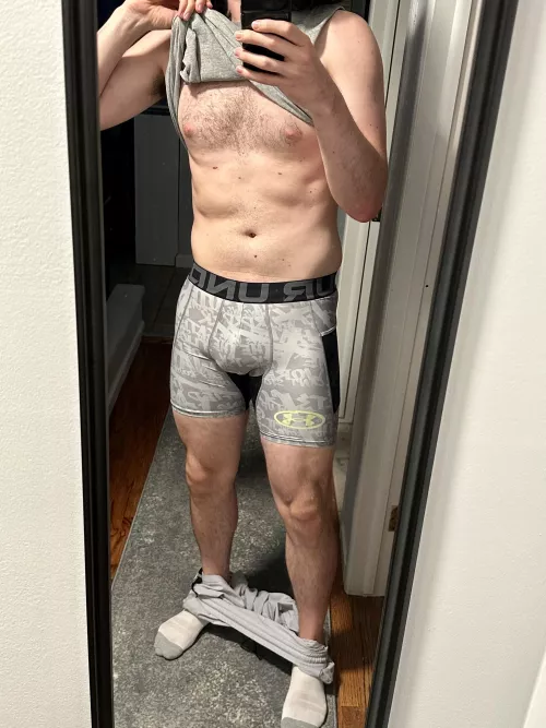 Shorts pulled all the way down