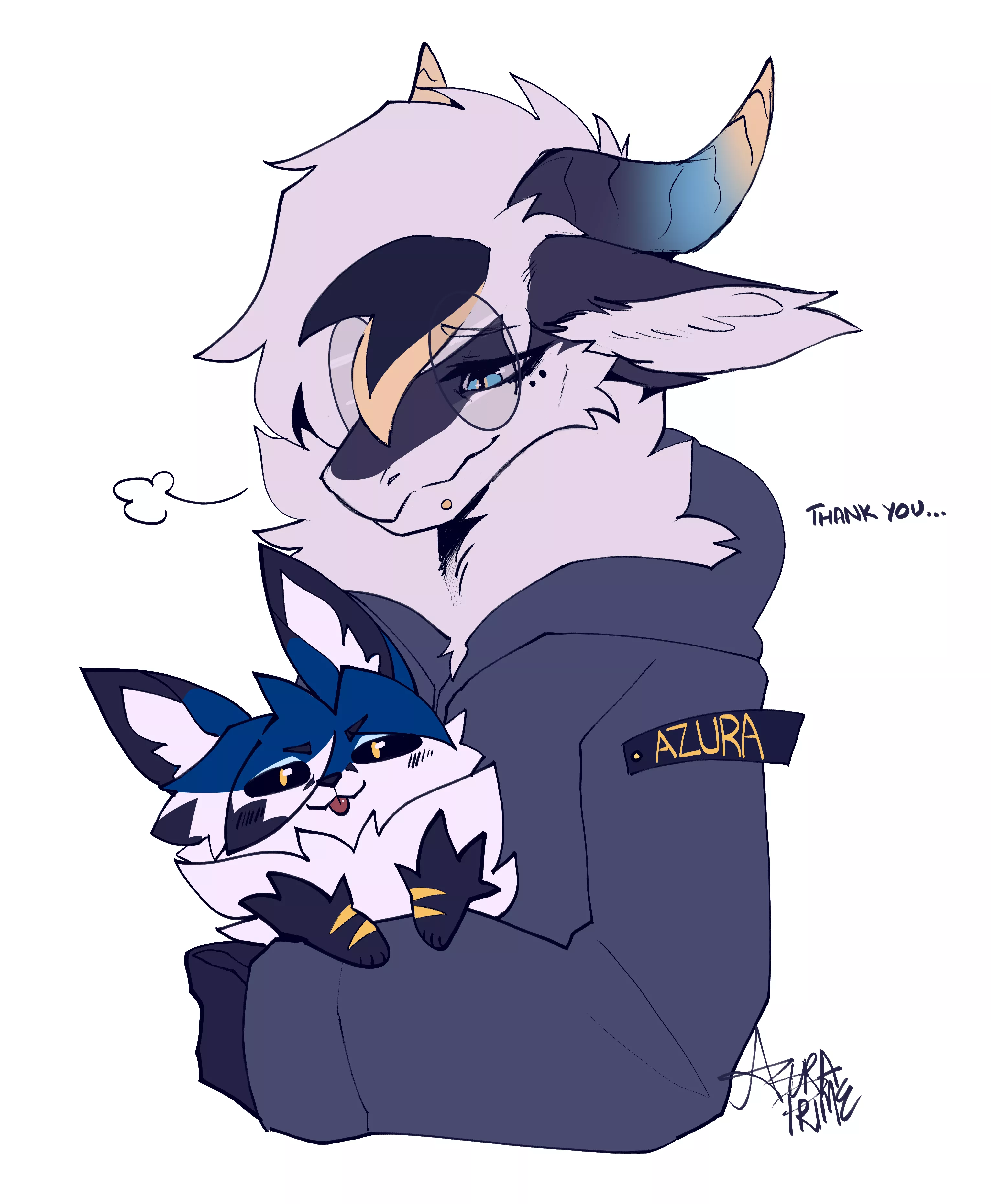 Thank you.. <3 (A gift art i made for CrownForce, hes the blue boi <3 I'm the dragon)