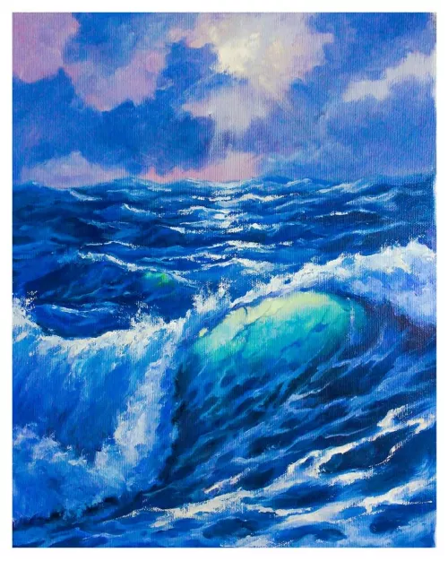 Translucent wave. My oil painting on canvas. 