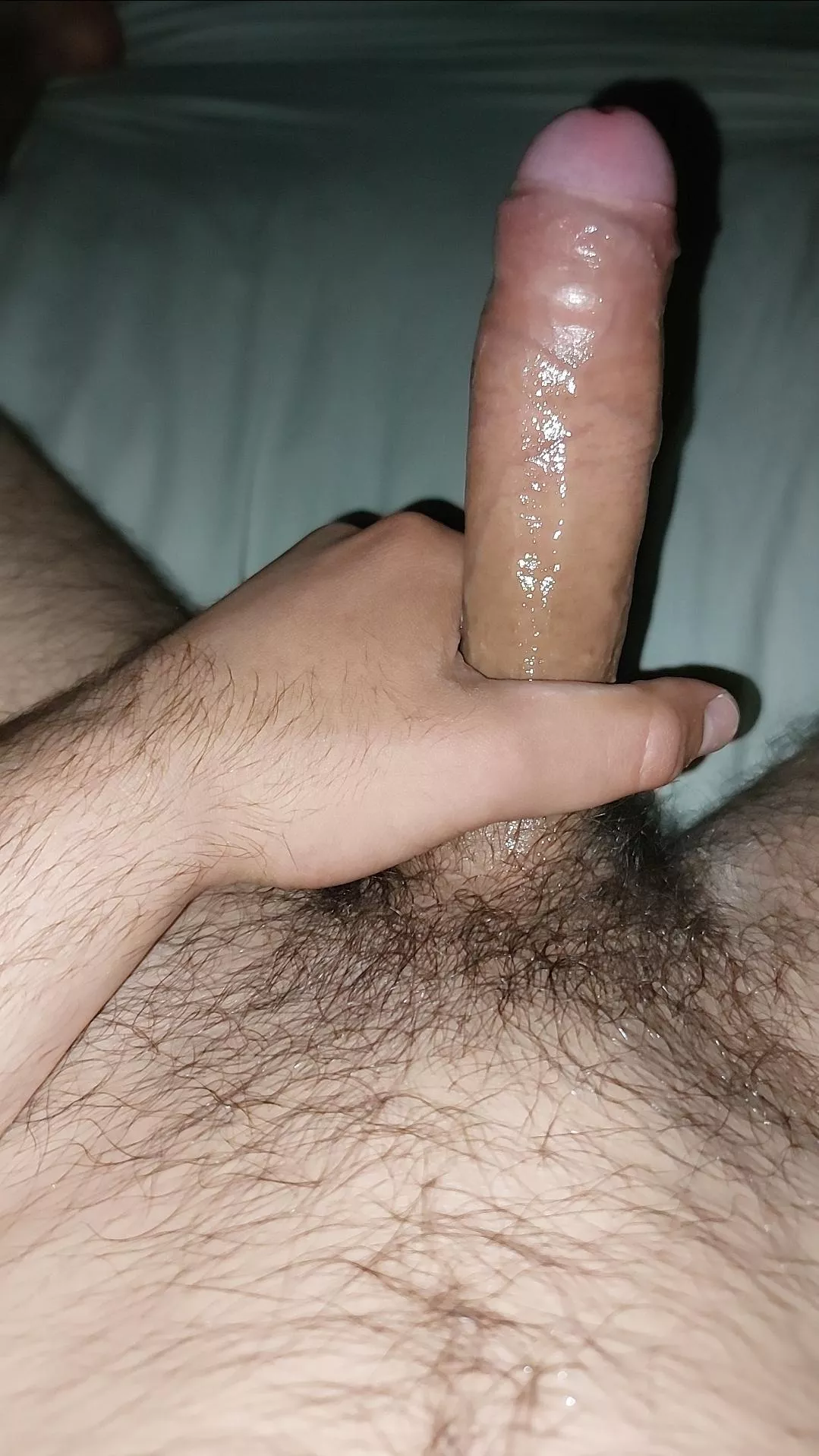 Hard dick covered in precum 😏 what we thinking? (30)
