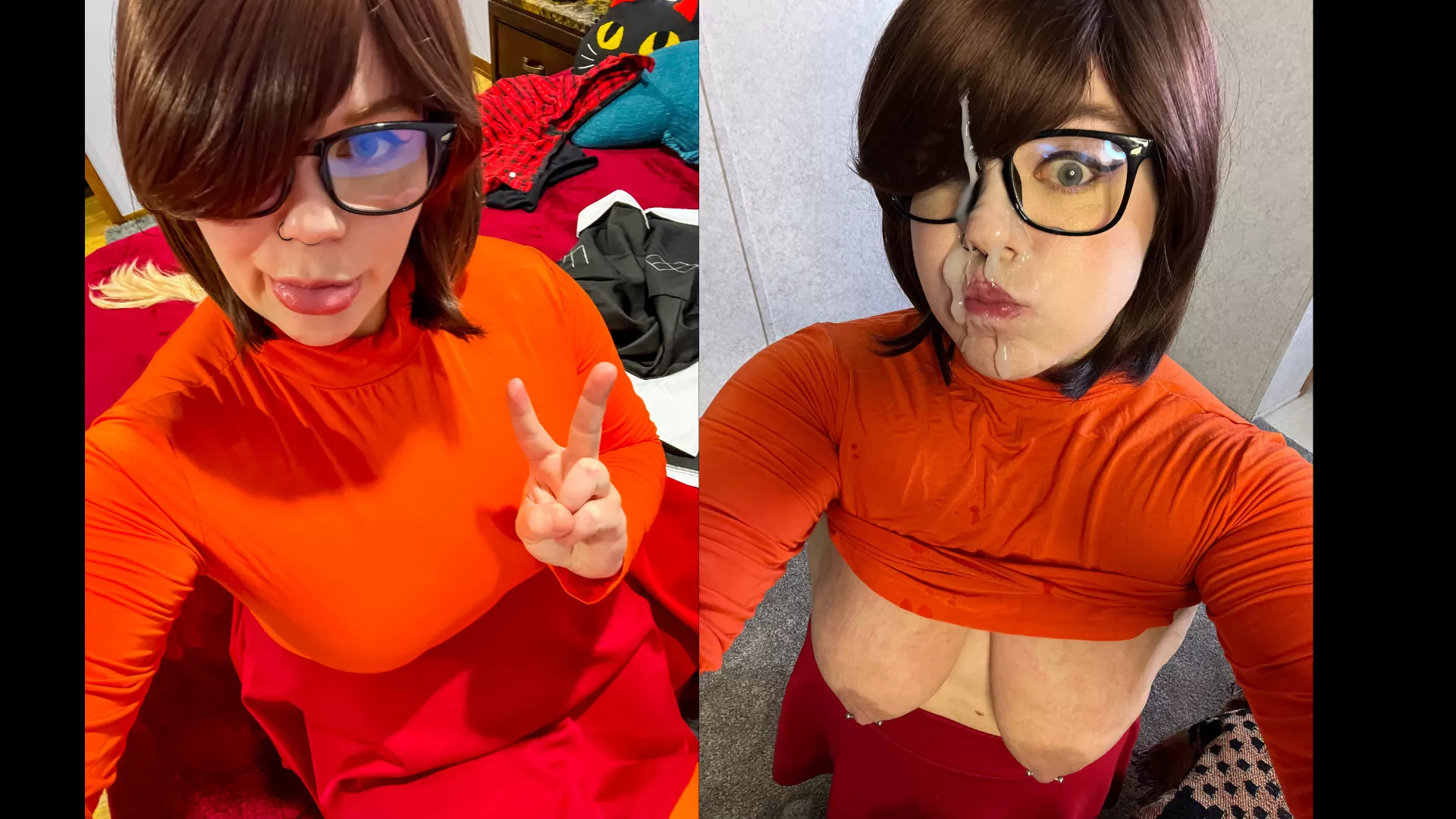 Velma Before she figures out the villain and after
