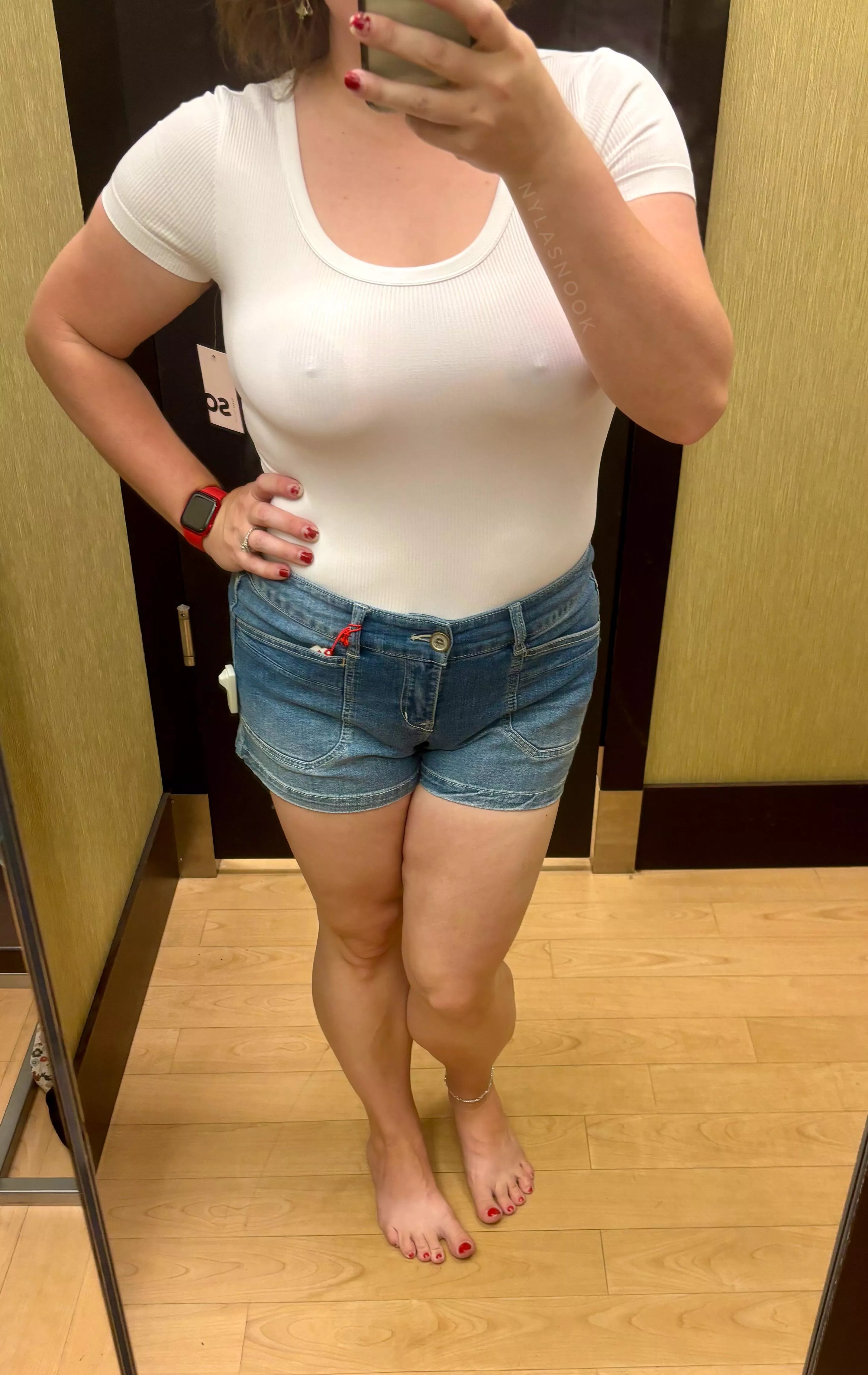 Dressing room lights tend to show off my mombod assets 