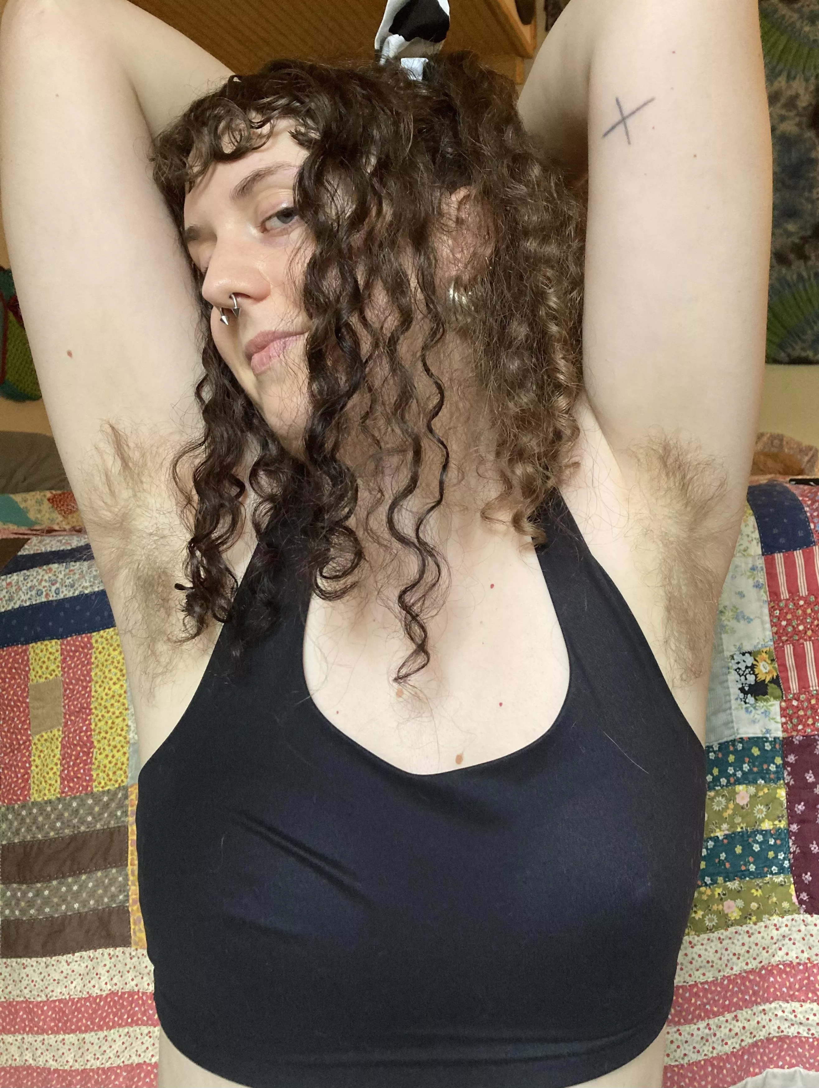 I wish my armpit hair was as dark and curly as the hair on my head 