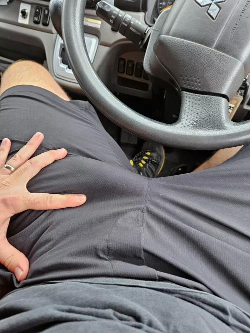 Shorts show my erect bulge rather visibly. [35]