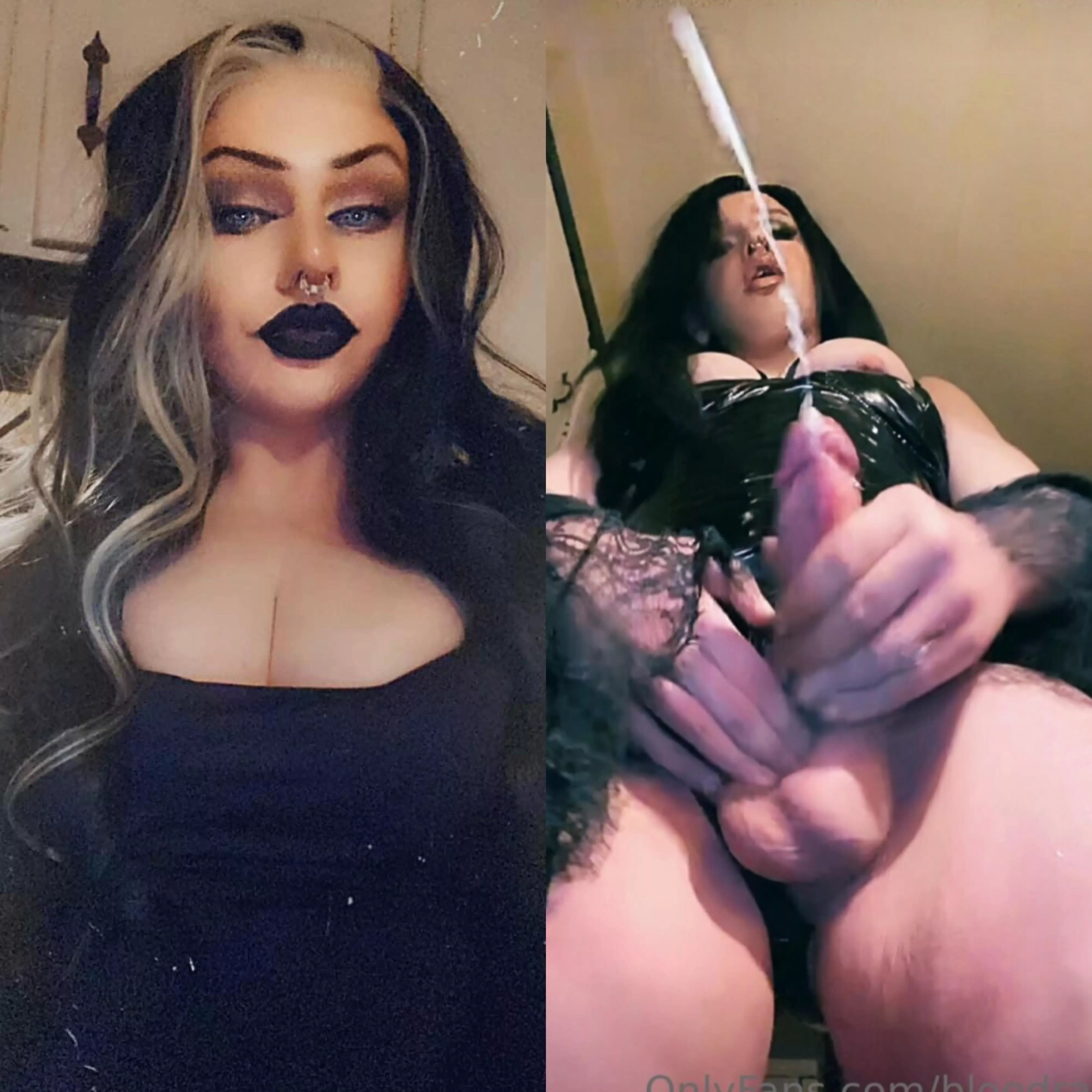 Who wants a goth girl with a big cock and huge loads? 🖤