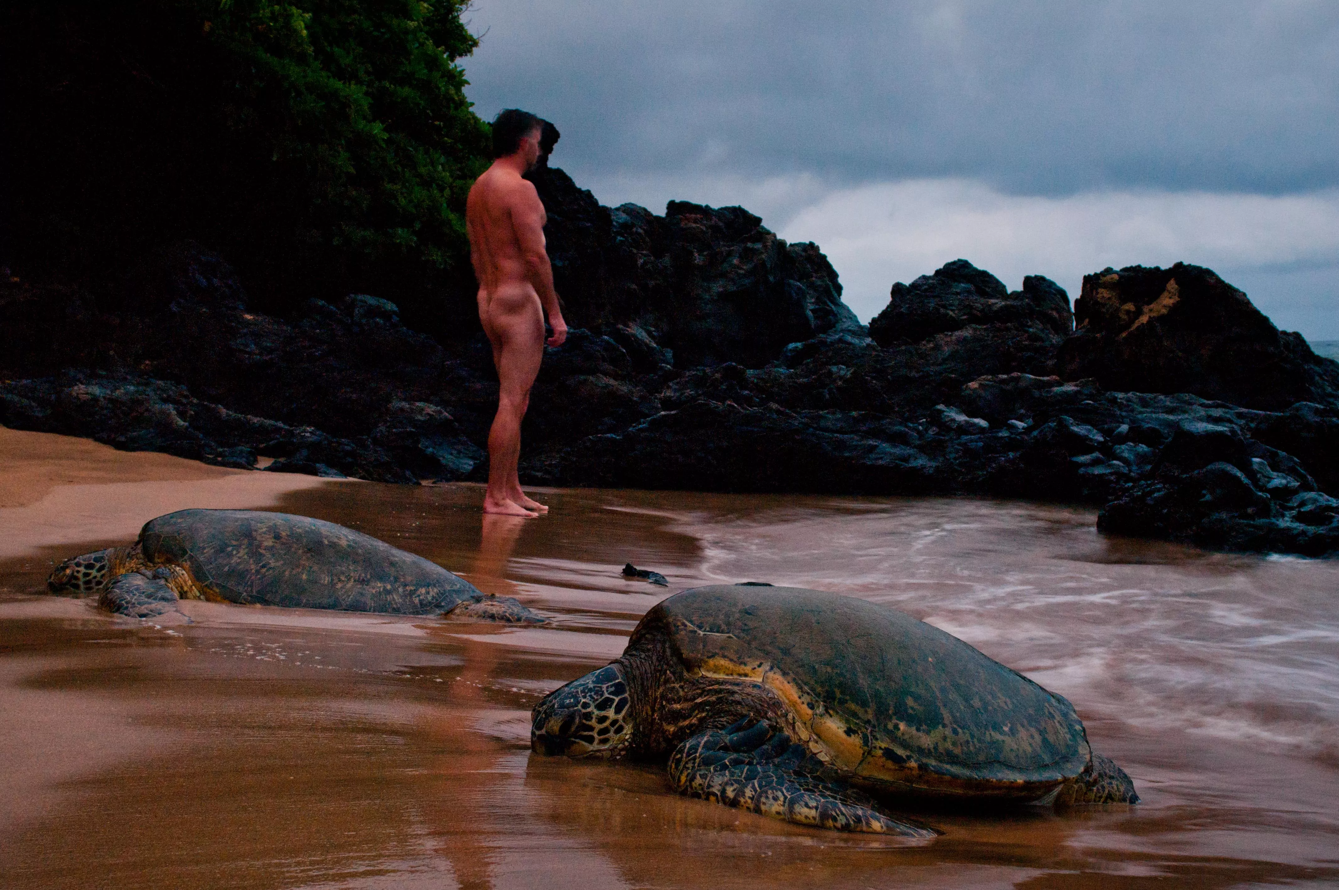 early morning dip, i had to stay well wide of the other beachgoers. 