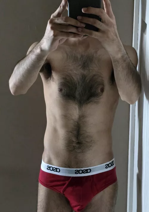 Sweaty in my red underwear