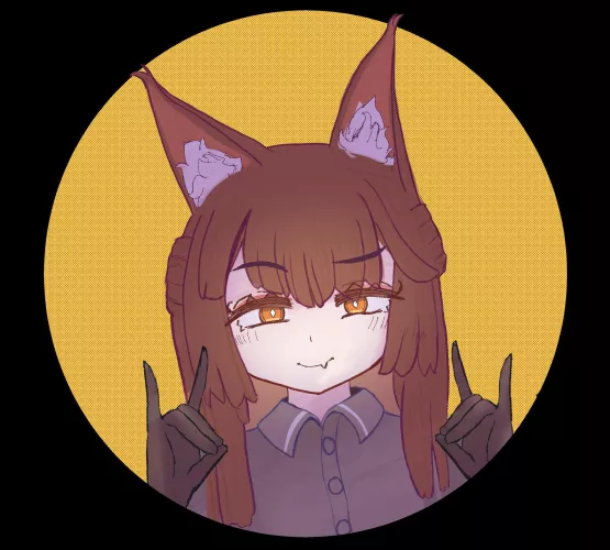 Franka doing the fox gesture (Arknights)