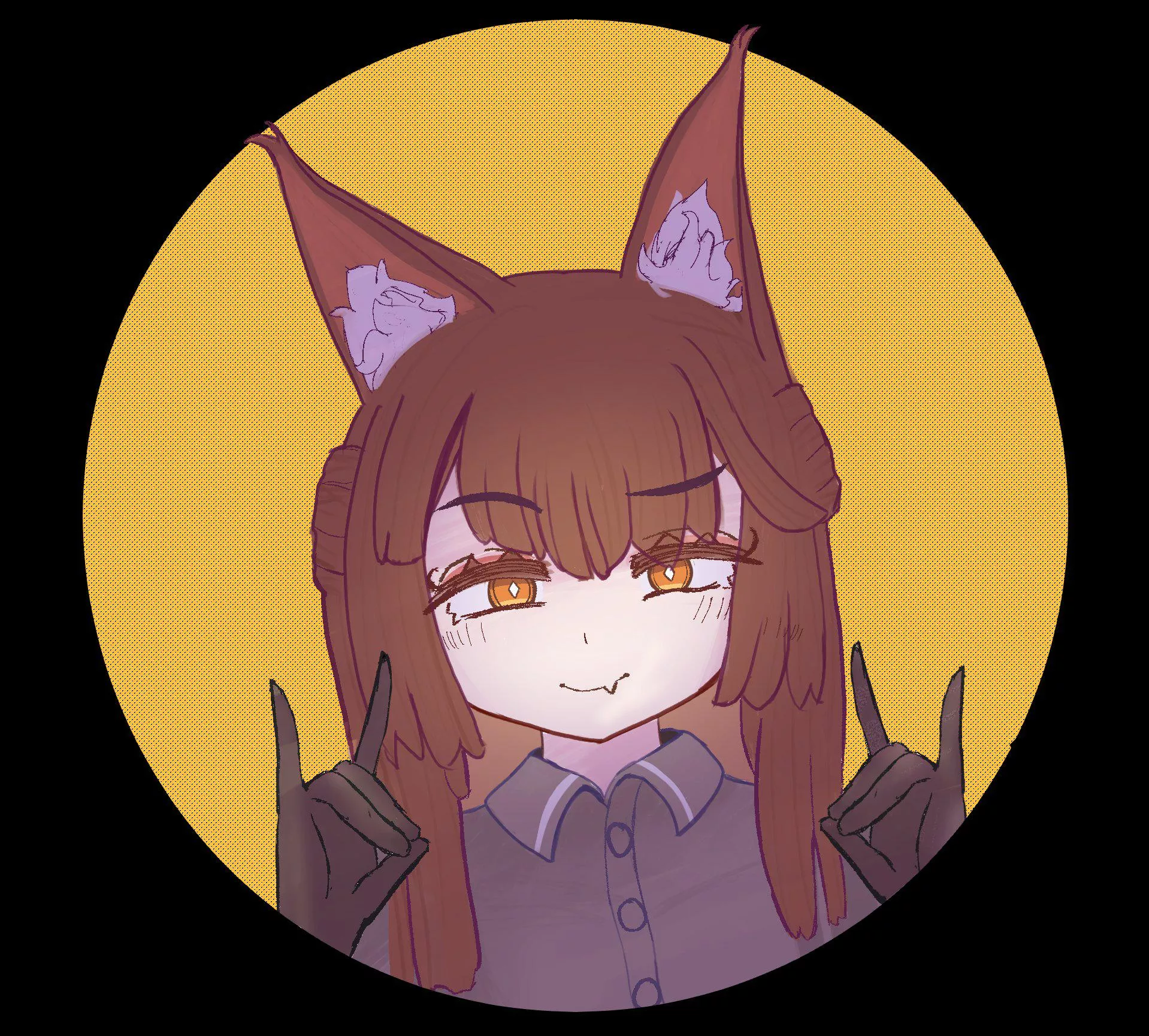 Franka doing the fox gesture (Arknights)