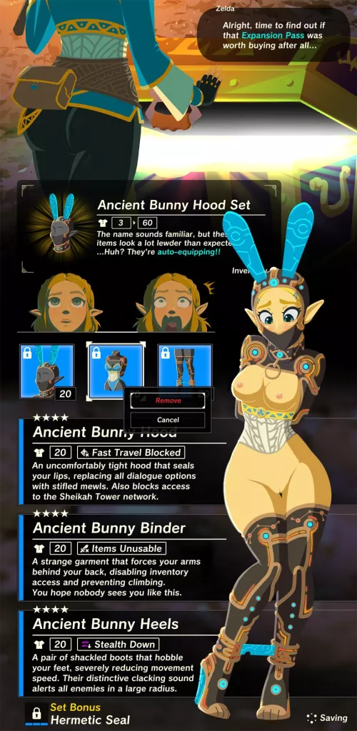 I thought this armor set was the rarest and best in the game… Now I’m stuck like this, forced to hop around.. there must be a way I can escape… before someone catches me~