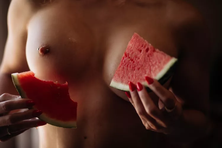 Just one bite, and all will be revealed 😘🍉