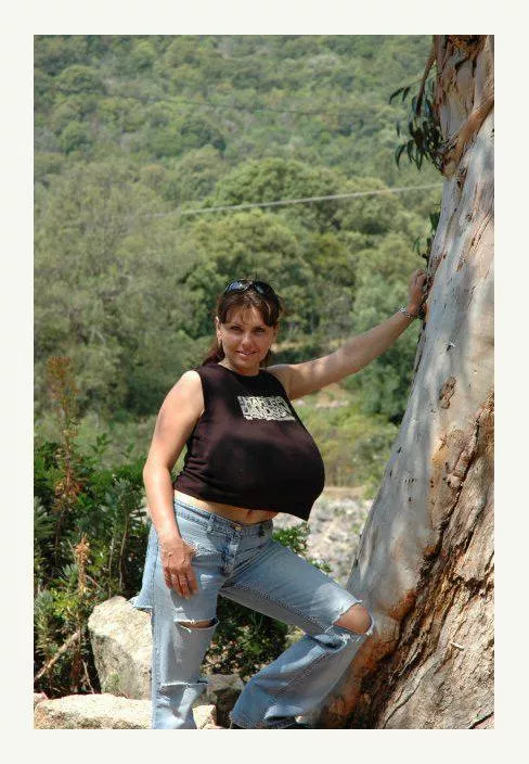 Milena's chest is steeper than tye rock face