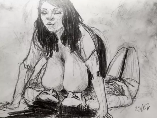 sharing another sketch of Milena, I love when she gets in this position to be milked.