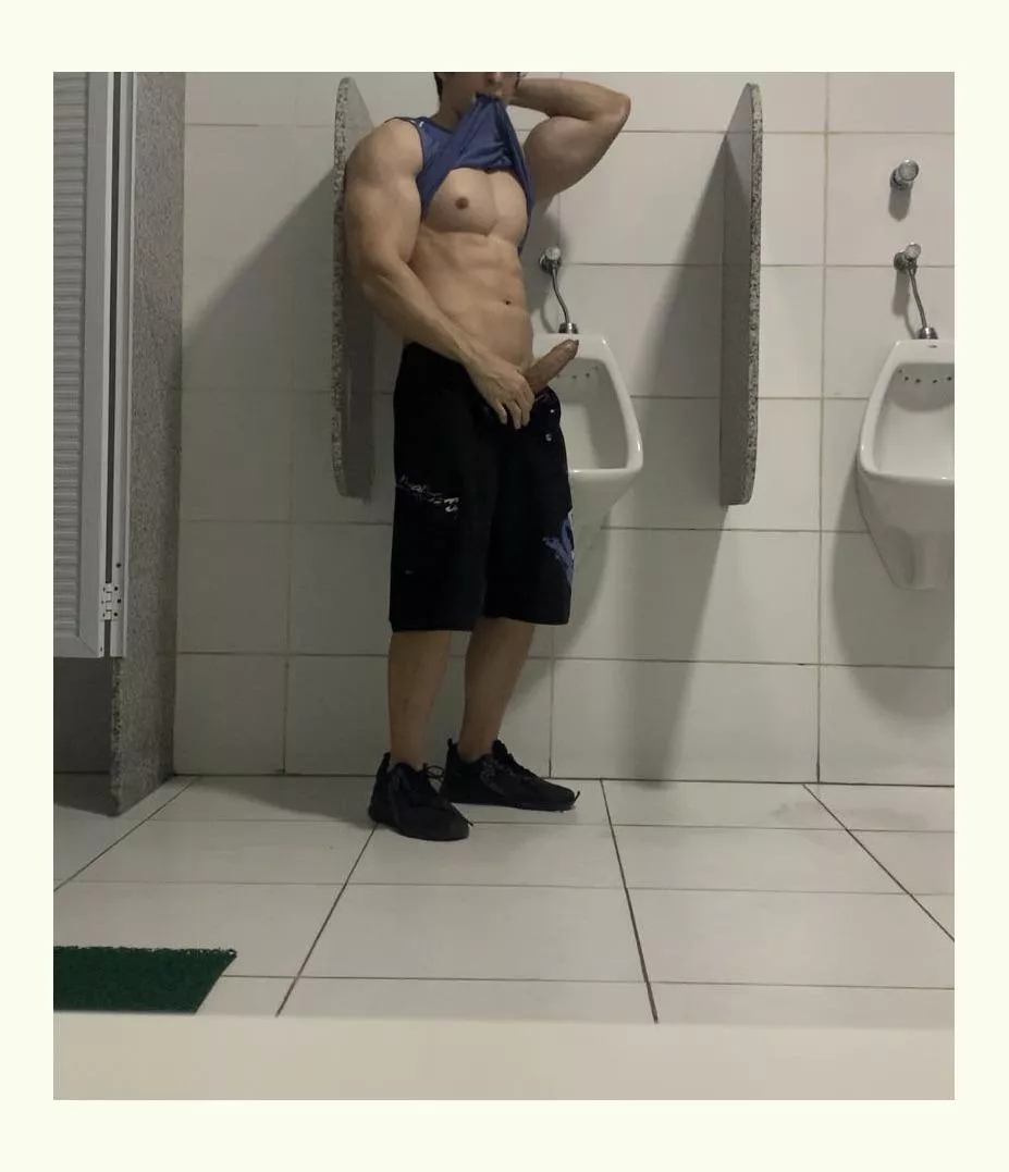 You're swallowing my dick in the middle of the gym bathroom and someone catch us. You keep sucking or eun away?