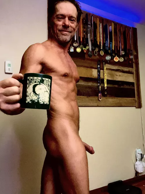 Hot coffee after a cold shower