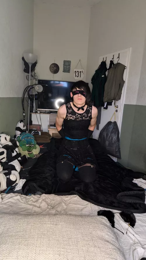 Legs tied arms behind my back and blindfolded waiting for what's Next 