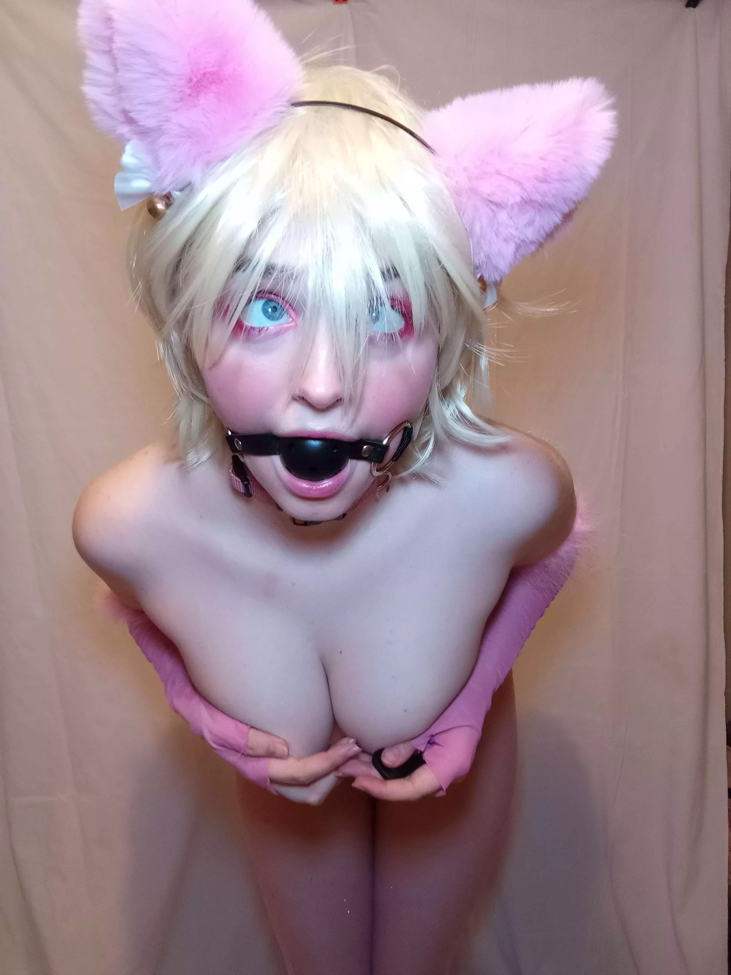 Naughty catgirls like me should be gagged when fucked