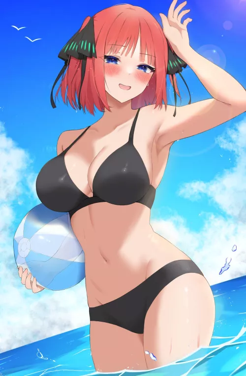 Nino Nakano Posing In Her Black Bikini [The Quintessential Quintuplets]