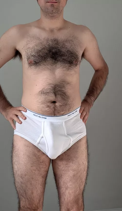 Showing off my bulge in my white briefs