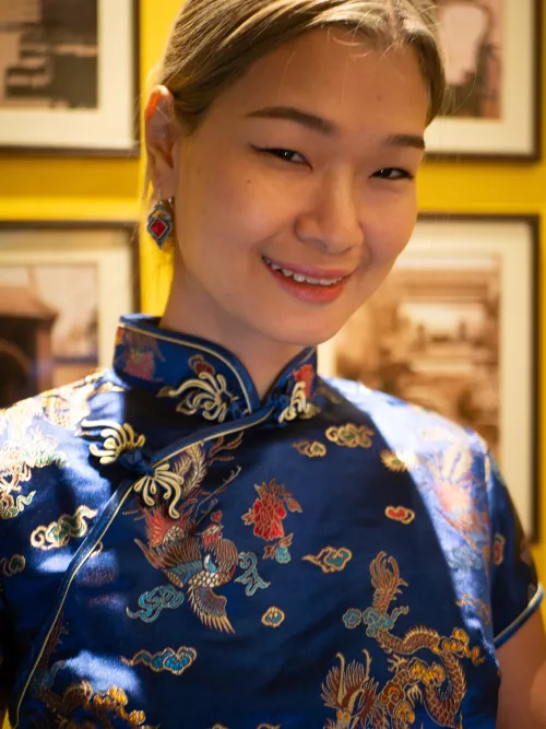 wearing a traditional outfit 