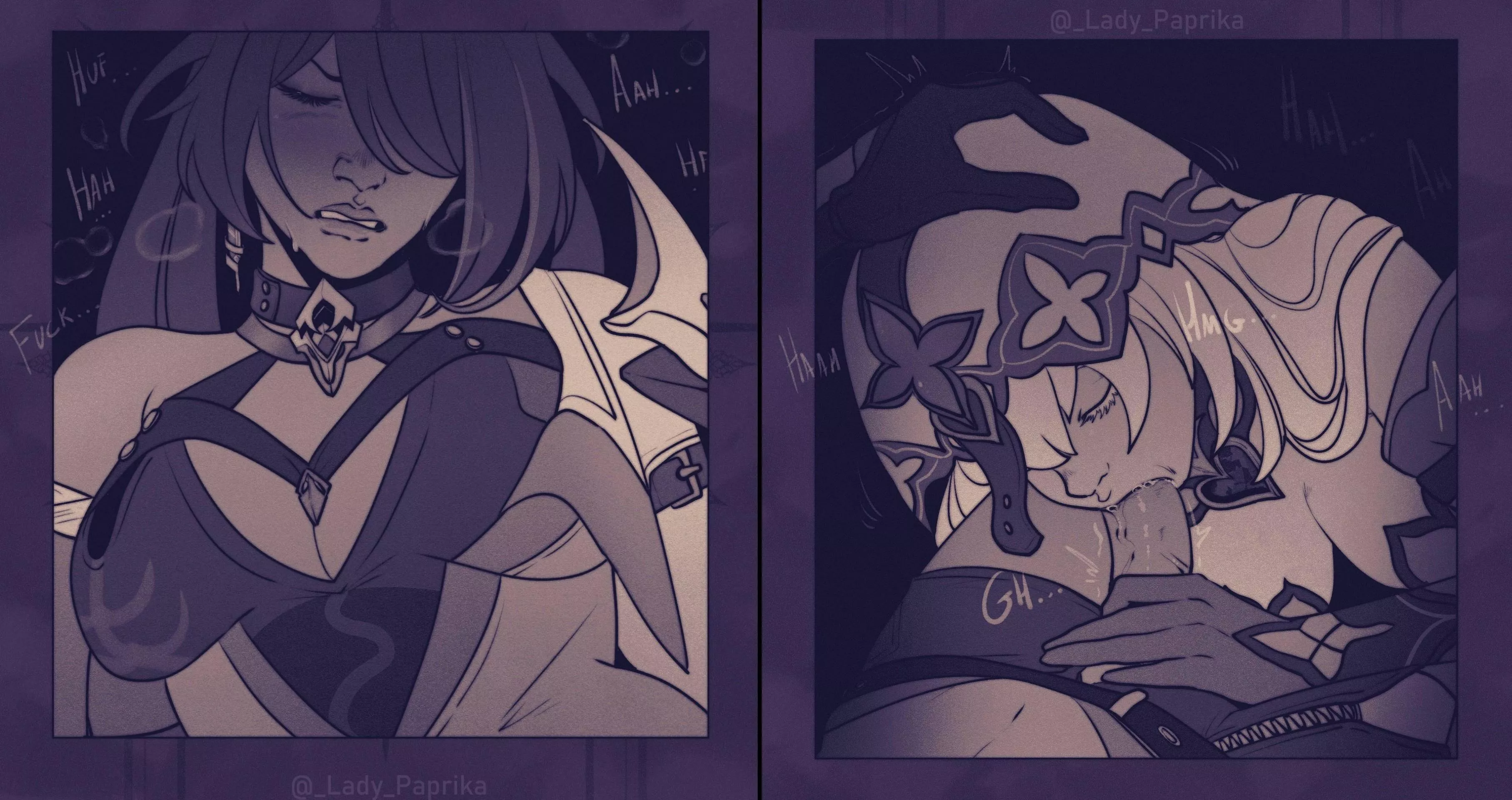 Acheron getting head from Black Swan (lady paprika) [Honkai: Star Rail]